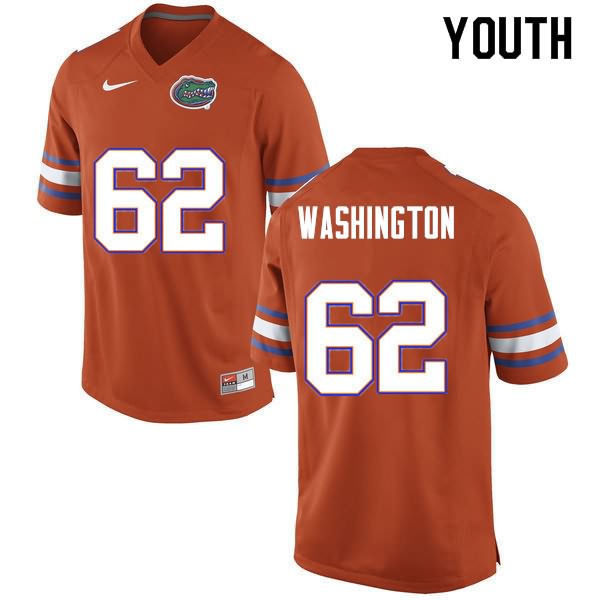 NCAA Florida Gators James Washington Youth #62 Nike Orange Stitched Authentic College Football Jersey QJG5164WF